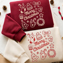 Embroidered Merry Christmas Doodle Shirt Cozy Holiday Wear Women Men-7