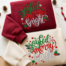 Joyful Merry Bright Embroidered Christmas Shirt Holiday Gift Unisex-2