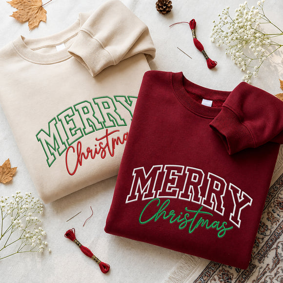 Embroidered Merry Christmas Shirt | Festive Holiday Wear for Family