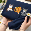 Embroidered Scratching Cats Shirt | Casual Wear Gift for Animal Lovers-9