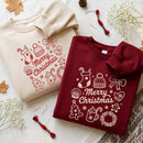 Embroidered Merry Christmas Doodle Shirt Cozy Holiday Wear Women Men-8
