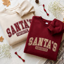 Embroidered Santa's Favorite Sweatshirt Cozy Holiday Apparel Women-9