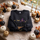 Embroidered Witchy Broom Cozy Fall Wear Halloween Lovers Sweatshirt-3