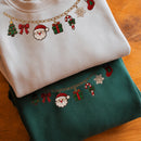 Embroidered Xmas Charm Necklace Cozy Holiday Sweatshirt Women Gift-2