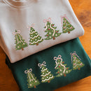 Embroidered Pink Bow Christmas Trees Festive Holiday Wear Women Youth-7