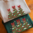 Embroidered 3 Christmas Trees Bow Shirt | Festive Holiday Top for Family-2