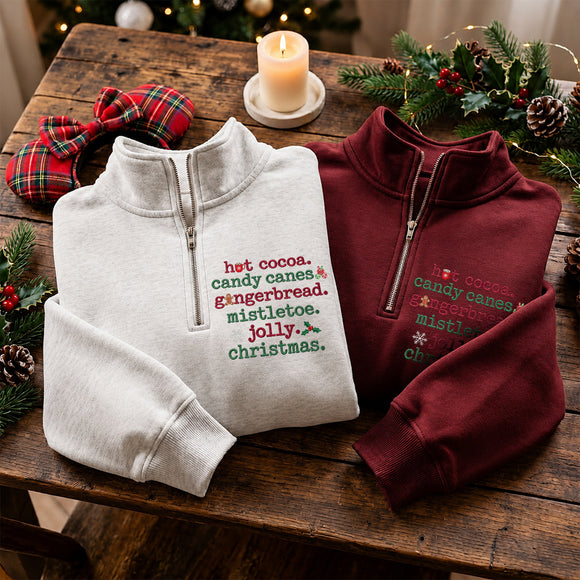 Embroidered Christmas Hot Cocoa Sweatshirt Cozy Holiday Gift for Women Men