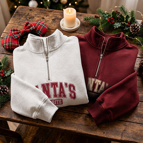 Embroidered Santa's Favorite Sweatshirt Cozy Holiday Apparel Women