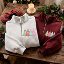 Embroidered Christmas Tree Sweatshirt Cozy Holiday Outfit Women Gift-8