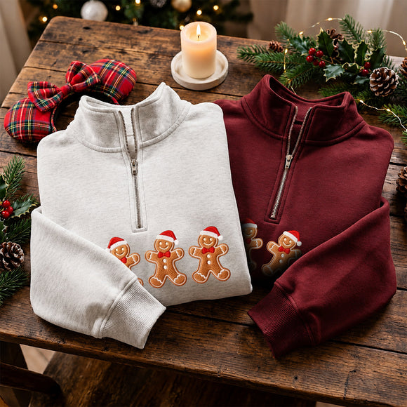 Embroidered Gingerbread Man Santa Hat Cozy Holiday Wear Unisex Adults
