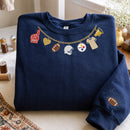 Custom Football Charm Necklace Embroidered Game Day Sweater For Fans-8
