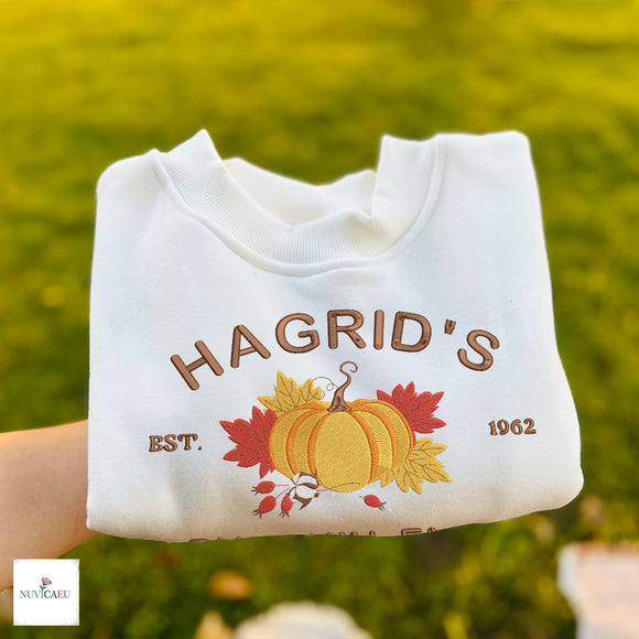 Hagrid's Pumpkin Farm Embroidered Sweatshirt Cozy Fall Gift Book Lovers
