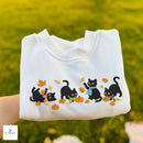 Embroidered Autumn Black Cats Cozy Fall Apparel for Pet Lovers-2