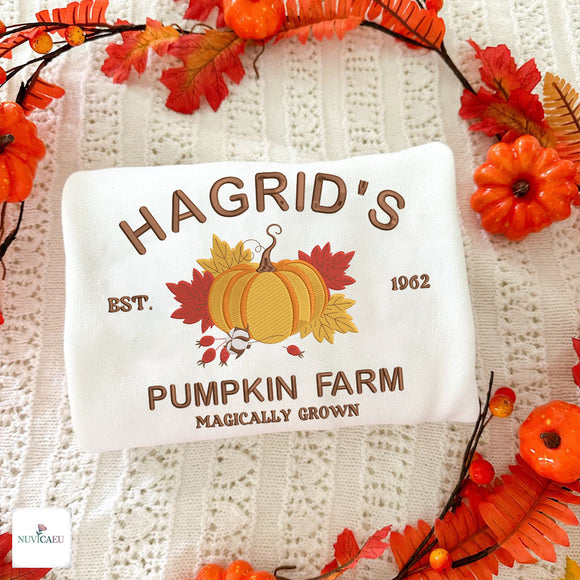 Hagrid's Pumpkin Farm Embroidered Sweatshirt Cozy Fall Gift Book Lovers