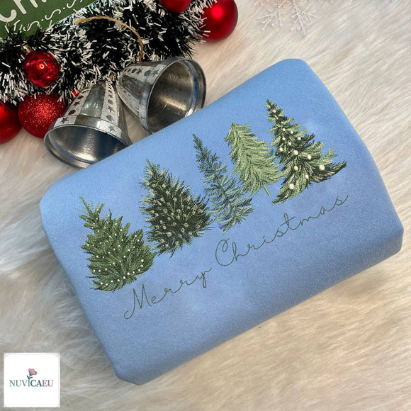 Embroidered Merry Christmas Tree Cozy Winter Outfit Gift for Women Men