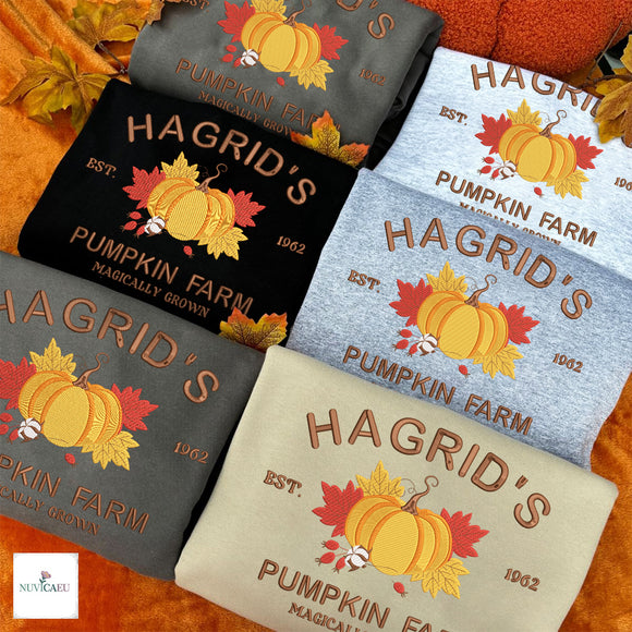 Hagrid's Pumpkin Farm Embroidered Sweatshirt Cozy Fall Gift Book Lovers