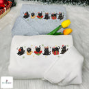 Embroidered Christmas Black Cat Holiday Sweater Cozy Gift Cat Lovers-2