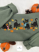 Embroidered Autumn Black Cats Cozy Fall Apparel for Pet Lovers-6