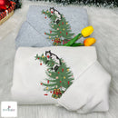 Embroidered Cat Christmas Tree Cozy Holiday Sweatshirt Pet Lover Gift-2