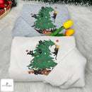 Black Cat Christmas Tree Embroidered Sweater Festive Gift for Cat Lovers-3