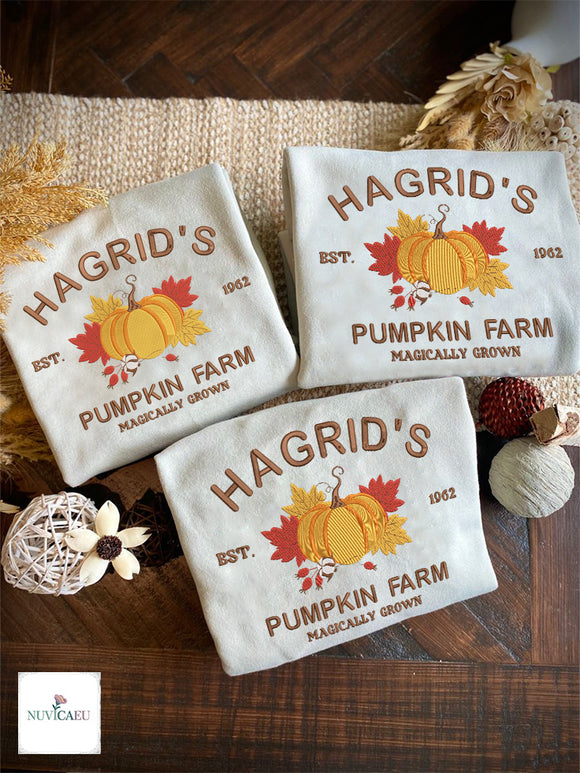 Hagrid's Pumpkin Farm Embroidered Sweatshirt Cozy Fall Gift Book Lovers