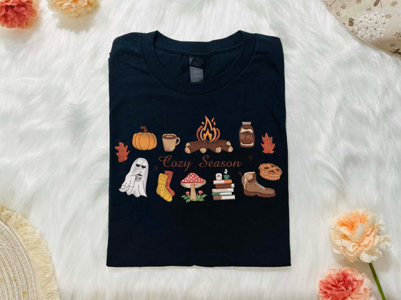 Cozy Season Embroidered Fall Hoodie Warm Outfit Gift for Autumn Lovers