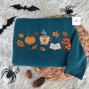 Cozy Autumn Embroidered Apparel for Book & Coffee Lovers-2