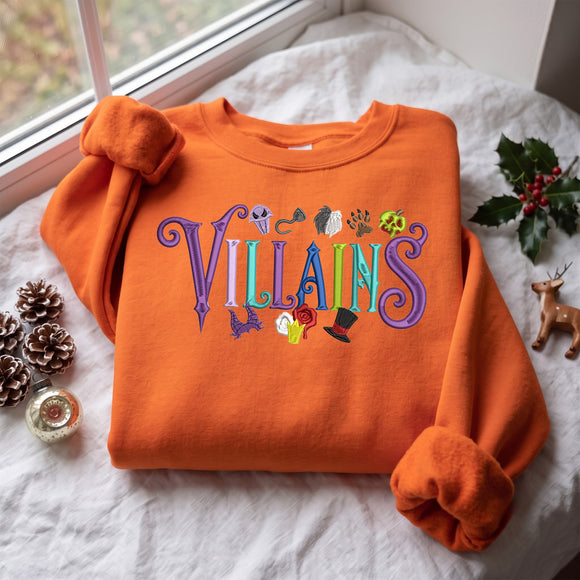 Embroidered Villains Sweatshirt Cozy Halloween Gift for Disney Fans