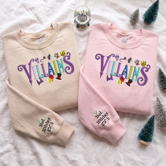 Embroidered Villains Sweatshirt Cozy Halloween Gift for Disney Fans