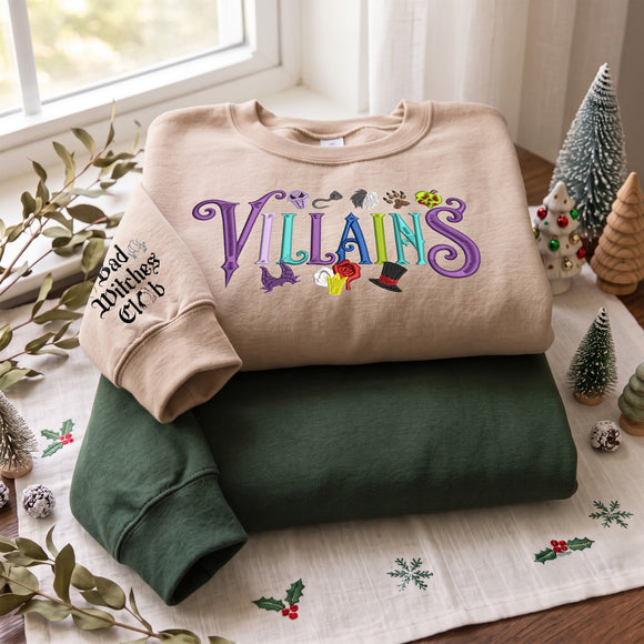Embroidered Villains Sweatshirt Cozy Halloween Gift for Disney Fans