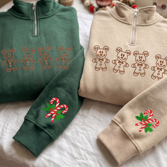 Embroidered Mickey Gingerbread Christmas Sweatshirt Cozy Holiday Gift