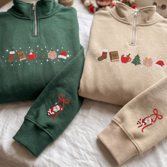 Embroidered Christmas Icon Sweatshirt Cozy Holiday Gift Unisex Adults