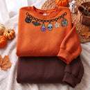 Embroidered Halloween Charm Sweatshirt Cozy Fall Gift For Spooky Women-7