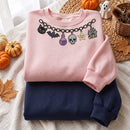 Embroidered Halloween Charm Sweatshirt Cozy Fall Gift For Spooky Women-5