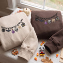 Embroidered Halloween Charm Sweatshirt Cozy Fall Gift For Spooky Women-4