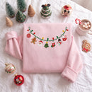 Custom Initial Christmas Lights Embroidered Sweatshirt Cozy Holiday Gift-3