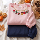 Christmas Charm Necklace Embroidered Sweatshirt Holiday Gift Women-4