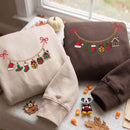 Christmas Charm Necklace Embroidered Sweatshirt Holiday Gift Women-5
