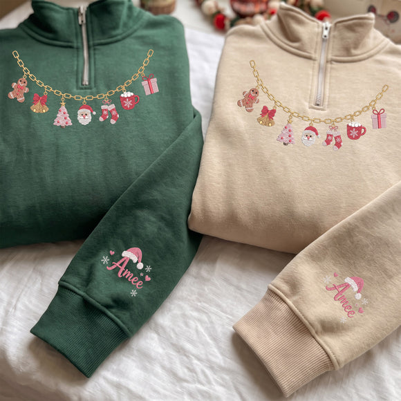 Embroidered Christmas Charm Sweatshirt Cozy Holiday Gift for Women