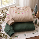 Embroidered Pink Christmas Charm Necklace Sweatshirt Gift for Women-9