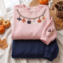 Embroidered Halloween Charm Sweatshirt Spooky Fall Outfit Women Gift-5