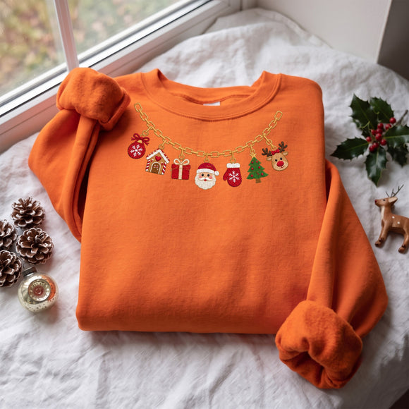 Custom Christmas Charm Necklace Embroidered Shirt Holiday Gift Women