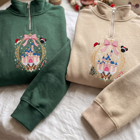 Embroidered Christmas Castle Shirt Holiday Gift Disney Fans
