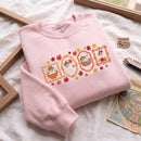 Cute Ghost Autumn Frame Embroidered Sweatshirt Cozy Fall Wear Women-3