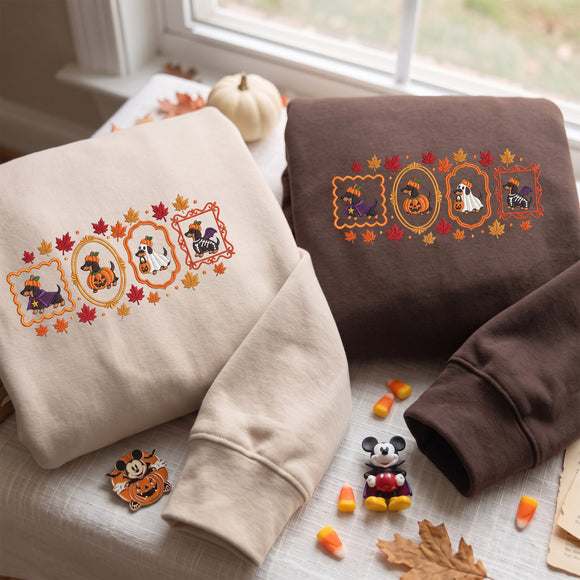 Embroidered Halloween Dachshund Sweatshirt Cozy Fall Gift Dog Lovers