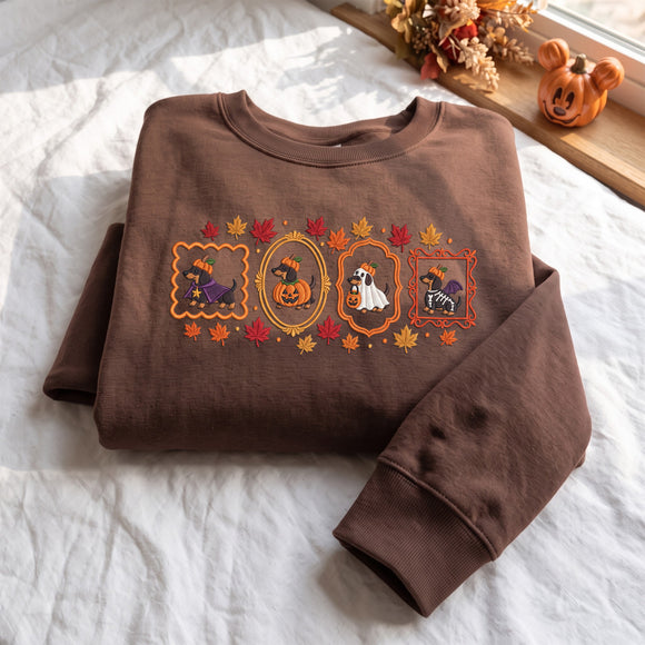Embroidered Halloween Dachshund Sweatshirt Cozy Fall Gift Dog Lovers