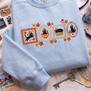 Embroidered Black Cat Pumpkin Frame Warm Fall Cozy Halloween Sweatshirt-3
