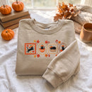 Embroidered Black Cat Pumpkin Frame Warm Fall Cozy Halloween Sweatshirt-8
