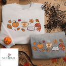 Cozy Autumn Embroidered Apparel for Book & Coffee Lovers-1