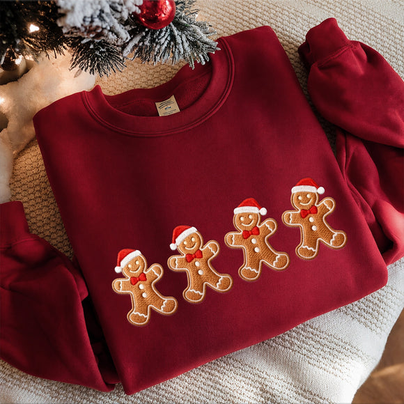Embroidered Gingerbread Man Santa Hat Cozy Holiday Wear Unisex Adults